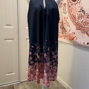 Floral Halter Dress with Pink Gradient